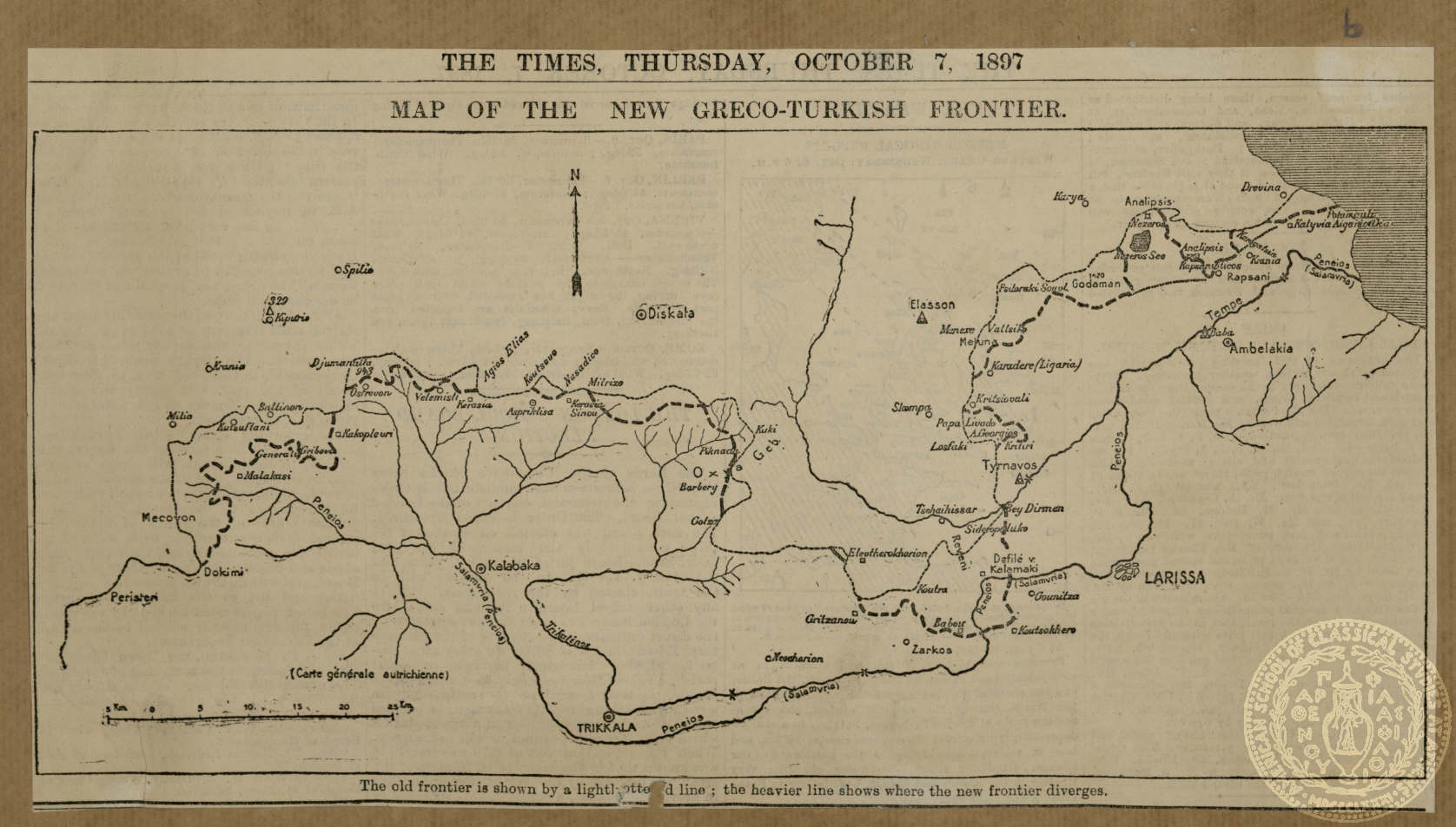Map of the new Greco-Turkish Frontier.